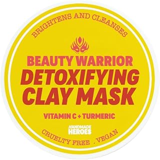 Handmade Heroes Vitamin C Turmeric Clay Mask – Facial Treatment Mask for Brightening Dark Spots, Detoxifying & Radiance – Deep Pore Cleansing for Dull, Uneven Skin