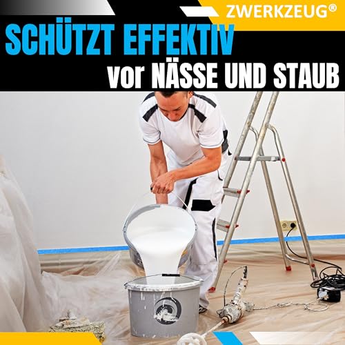 ZWERKZEUG Vorteilspackung Abdeckfolien mit Klebeband - Malerband mit Abdeckfolien - Malerfolie mit Klebeband Abklebeband - Optimaler Schutz bei Maler & Lackierarbeiten gegen Schmutz und Nässe