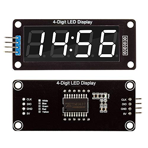Diymore ZH0264 5 Packs Red/Green/White/Yellow/Blue Colors Tm1637 0.56 Inch Led Display Digital Tube Decimal 7 Segment 4 Digit Clock Double Dots Module Serial Driver Board thumb #4