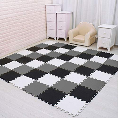 Children Puzzle mat Play mat Squares Foam Playmat Tiles Baby mats for Floor Puzzle Puzzle mat Children's Soft Playmats Girl playmat Carpet Interlocking Foam Floor mats for Baby Gray White Black 18