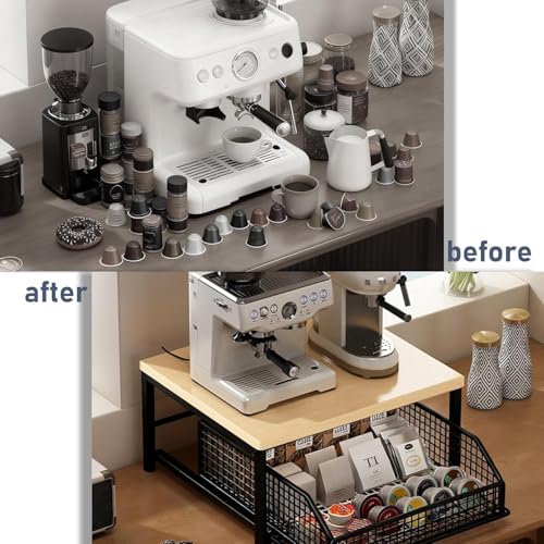 Image of 41134 Coffee Pod Drawer Holder,Coffee Machine Storage Rack,Home Kitchen Counter Bar Organizer,Storage Basket Drawer (Black)