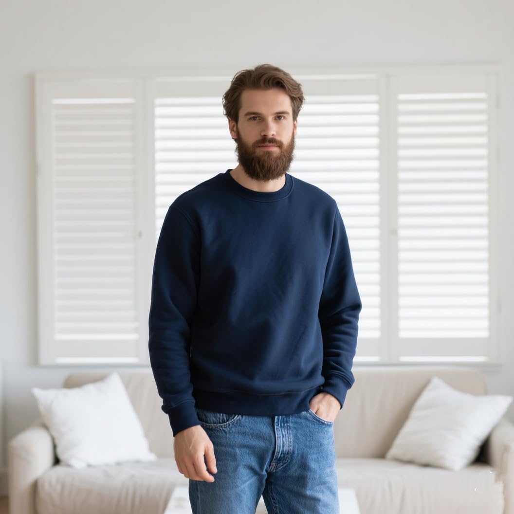 Uomo Felpa Pile Maglione Girocollo Pullover