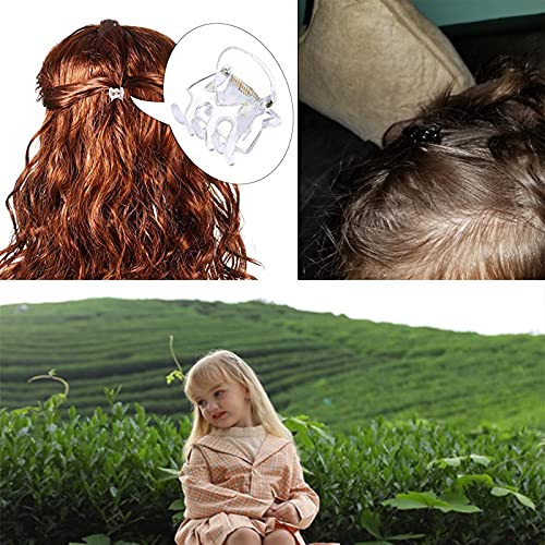 Small Hair Claw Clips: Flower Plastic Hair Claws With Ribbon Detail - View #5