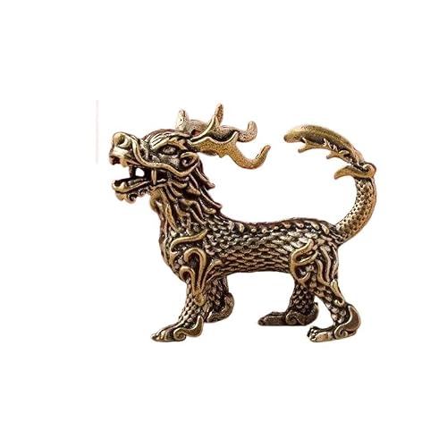 Huffa Canthus Dragon Offspring Copper Ornaments Set Of 9, Solid Brass Feng Shui Statues
