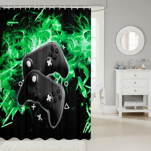 Image of Gamepad Shower Curtain for Stalls Bathtubs Modern Gamer Bathroom Shower Curtain Set Video Game Bath Curtain Room Decor Novelty Gradient Action Buttons Decor Waterproof Bathroom Curtains 72Wx78L