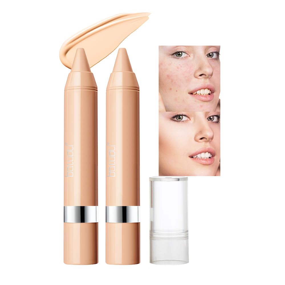 2pcs Light Beige Concealer Crayon Set, Brightening Creamy Sustainable Under Eye circles-Concealer stick Beauty Makeup (Fair/Light Beige, 2pcs) 2 Light Beige
