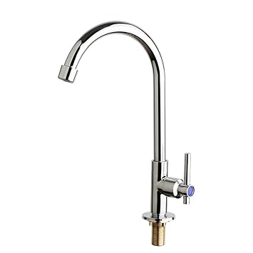 Miefocit Stainless Steel Kitchen Faucet Single Cold Water Faucet,Chrome 360 Swivel Single Hole Tap for Bathroom,Outdoor Garden and Bar