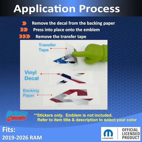 Image of Reflective Concepts 4x4 Emblem Overlay Decal Sticker -Fits: 2019-2026 Ram, NOT for Classic - (Color: American Flag)