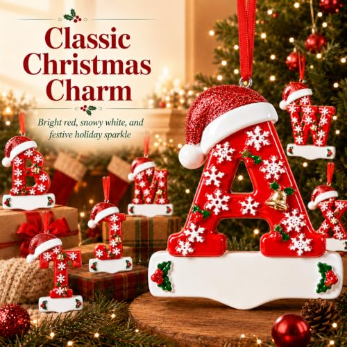 Image of Bemaystar 3D Resin Letter Christmas Ornaments, Hand Painted Initial Christmas Tree Ornaments, Premium Holiday Decoration for Family Christmas Tree Decor, Ornaments for Christmas Tree, O