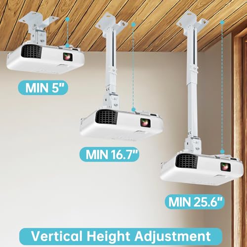 Runhike Projector Mounts Compatible with Epson Projector for Wall and Celling Mount,Ceiling Mount Compatible with Epson with Adjustable Height and Extendable Arms,White