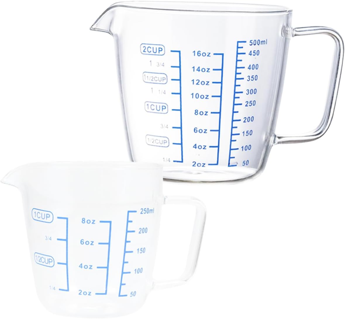 STOBAZA 2pcs Glass Measuring Cup High Borosilicate Baking Cups Graduated Scale Liquid Measuring Tools for Household Cooking and Baking