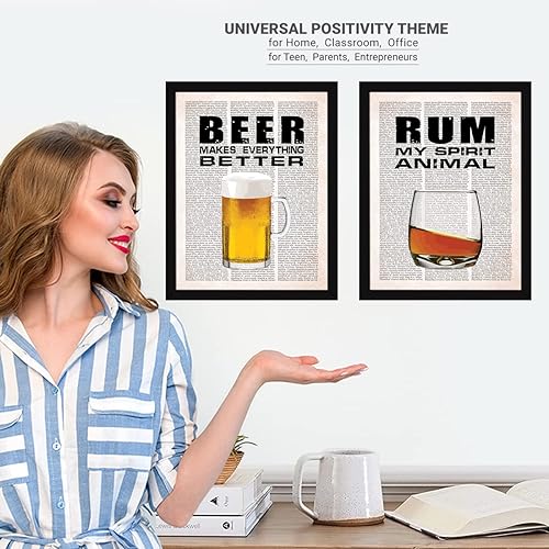 Image of Chaka Chaundh - Alcohol Quotes Frames - Bar Quotes with Frames - Beer, Whisky Quotes Wall Frames - Rum, Vodka Quote for Poster Decor - (14 X 11 Inches) (Vintage Newspaper - Set of 4 - Bar Framed Poster)