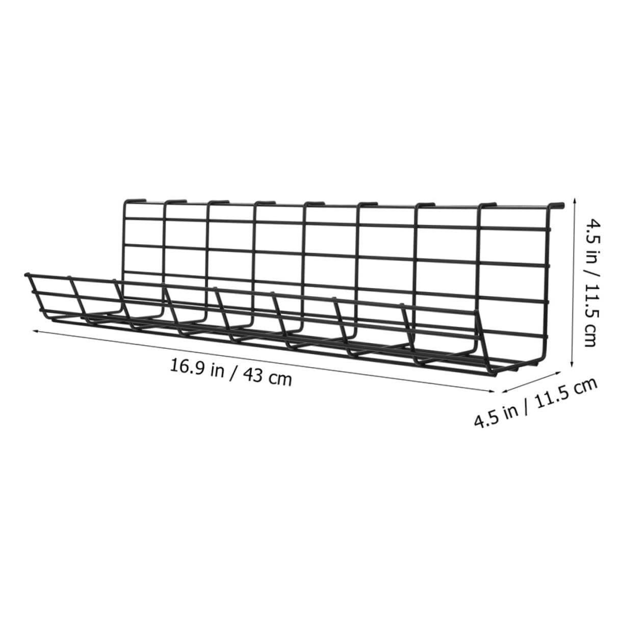 Operitacx Bandeja de Gestión de Cables de Acero Recubierto Negra para Debajo del Escritorio Ventilación para Oficina y Hogar, Soporte Resistente para Organización de Cables, Pack 2 Unidades