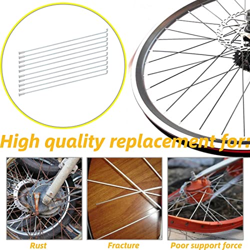VGEBY 10pcs 80-310mm Durable Stainless Steel Bicycle Spokes 13G Thickness 2.2mm Bike Accessories (80mm), silver - Image 3