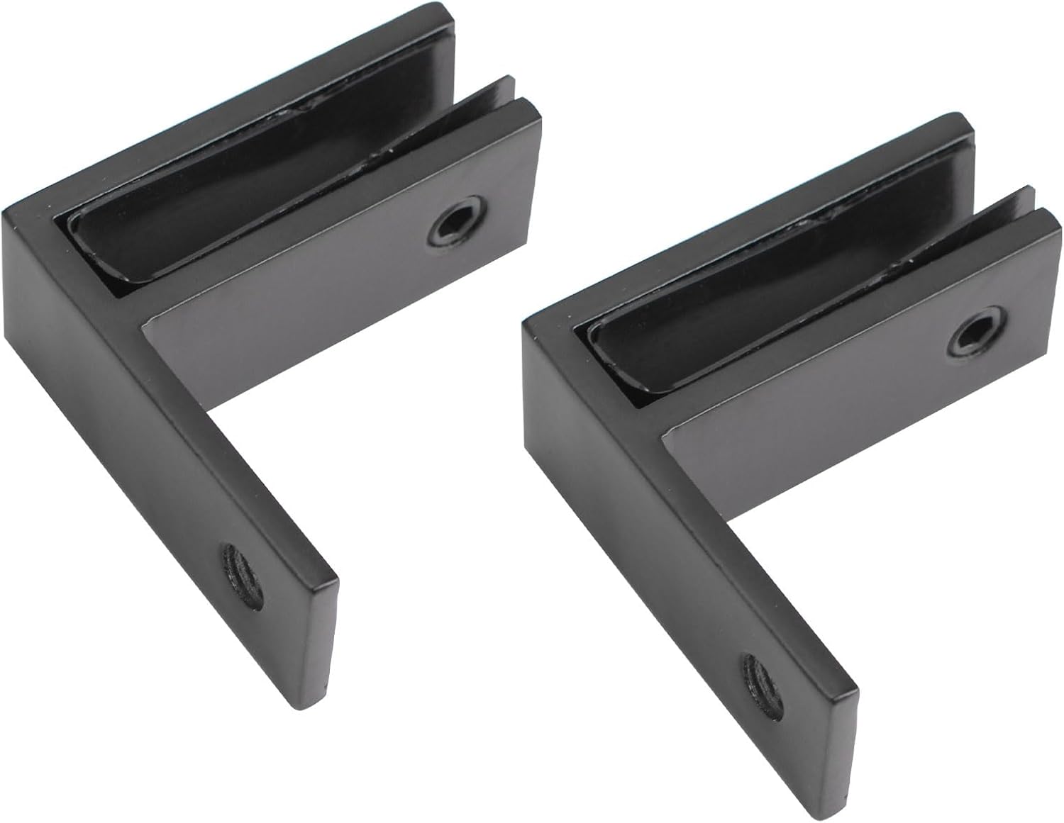 INCREWAY Railing Wall to Glass Clamp, 2PCS 90 Degrees Glass Clips Aluminum Alloy Glass Shelf Support Bracket, Glass Holder Connector for 10-12mm Thick Glass, Black