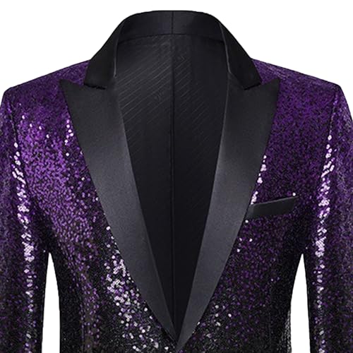 Men Shiny Gradual Change Sequins Blazer Wedding Slim Fit Performance Suit Jacket One Button Stylish Sport Coat2