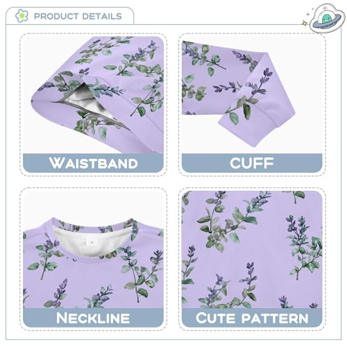 JUNZAN Cute Thyme Purple Big Girls Hoodie Sweatshirt Long Sleeve Kids Pullover Hoodie Sports 4T3