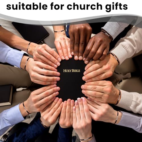 Rtteri 20 Pcs Faith Cross Bracelets Inspirational Birthday Jewelry Gifts Bulk Stainless Steel Hope Charm Adjustable Faith Bracelet Religious Gifts for Women Christian4