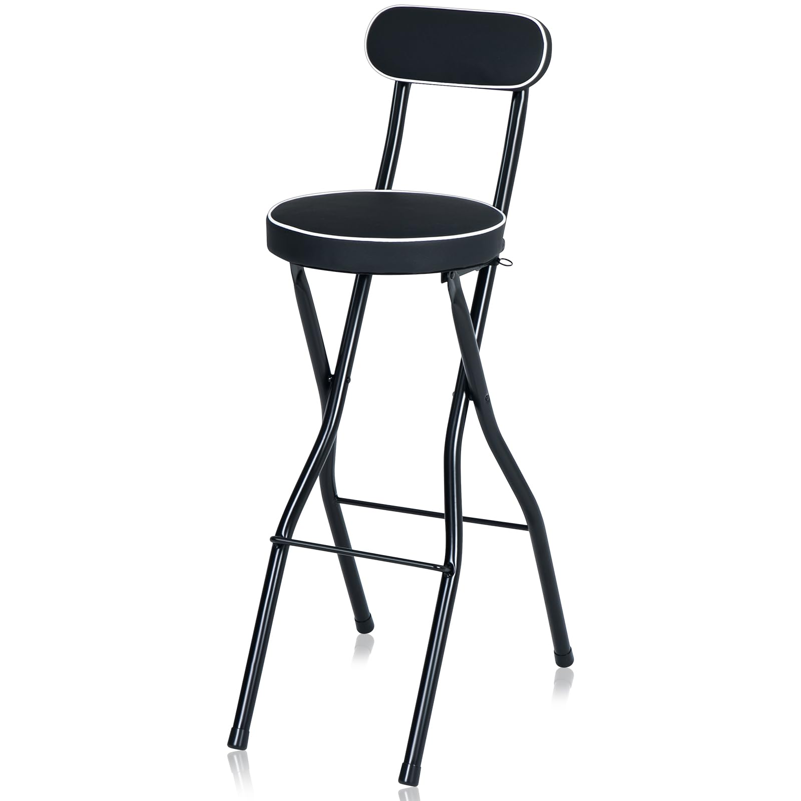 Photo 1 of Thyle 1 Pcs 29.5 Inch Folding Bar Stool with Backrest Tall Foldable Stool Chair with Cushioned Padded Portable Collapsible Counter Height Chair for Kitchen Island Shop Cafe Dining Room