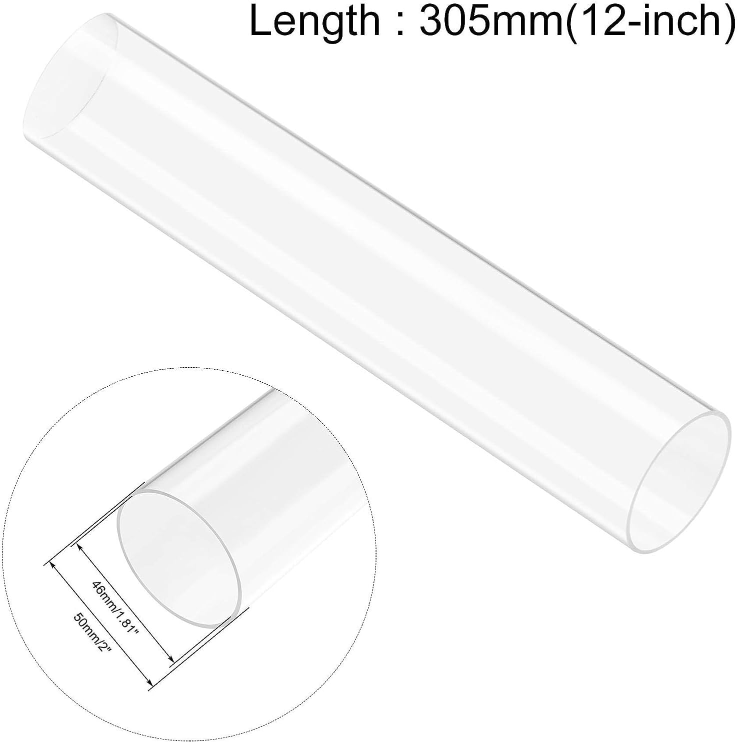 Tubo In Acrilico Trasparente - Diametro 61/65 Mm, Lunghezza 305 Mm - Foto 4