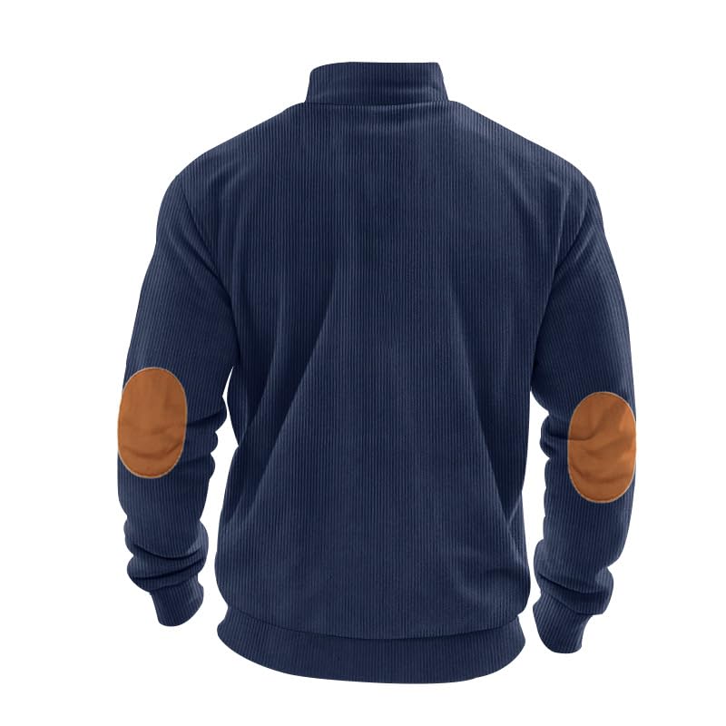 Men's Corduroy Sweatshirt Casual Pullover Sweatshirts Zipper Stand Collar Lightweight Long Sleeve Shirts3