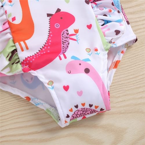 Toddler Girls One Piece Swimsuits Ruffle Trim Bathing Suit Funny Dinosaur Swimwear Baby Girls Swimsuit Swimming Suit3