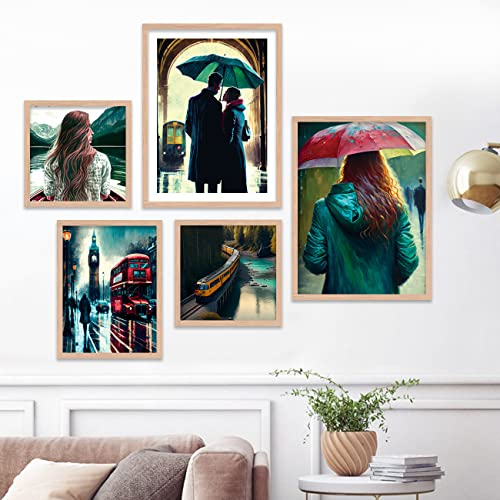 Image of kotart Paintings Modern Art Wall Decor Framed Paintings for Bedroom Room Living Room - Framed Wall Posters /Paintings with Frame - Paintings for Wall Decoration, Set of 5 - Combo18