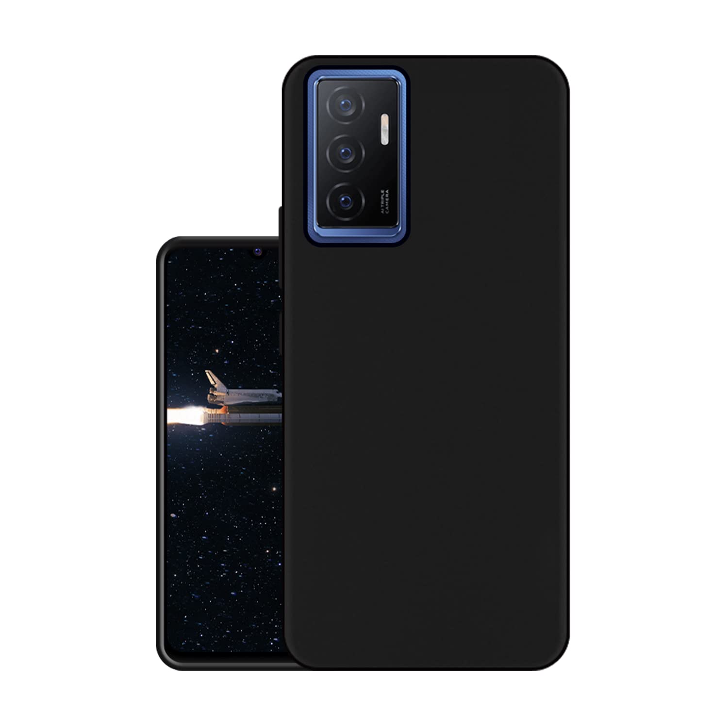 HELLO ZONE Exclusive Matte Finish Soft Back Case Cover for Vivo V23e / Vivo V23E 5G / Vivo Y75 4G - Black
