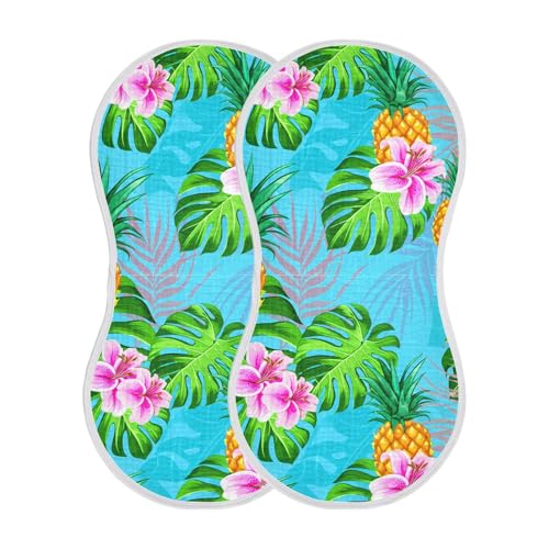 xigua Tropical Pineapples Muslin Baby Burp Cloths Set of 4, Super Soft & Absorbent Burping Rags, Cotton Burp Clothes Shower Gift for Newborn, Baby Girls and Boys2