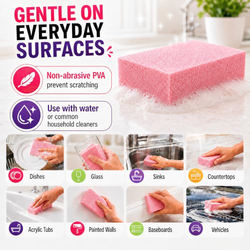 Image of PVA Household Cleaning Sponges, 8 Pack, 4 Colors