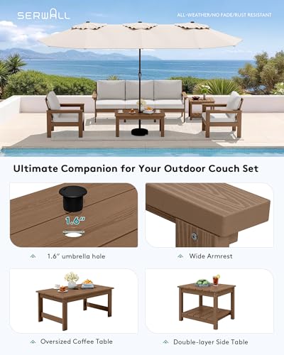Image of SERWALL HDPE Outdoor Patio Furniture Set | with Coffee Table & Side Table