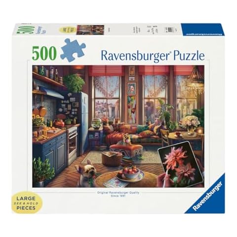Ravensburger Cozy Boho Studio Puzzle - Large Format 500 Piece Jigsaw | Vibrant, Glare-Free Imagery | Perfect Interlocking Fit | Ideal for Adults and Kids Cover