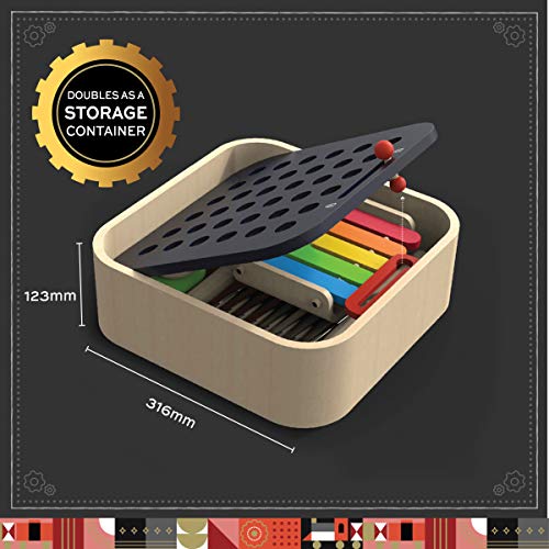 FAO Schwarz 8-in-1 Wooden Modular Music Center, Instrument Kids Toy, Made from Solid Wood, Includes Marimba, Chimes, Triangle, Maraca, Bells, Cymbal, Castanet & More, Children Ages 3+