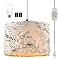CINSARY Plug in Pendant Light, Hanging Light with Plug in Cord with Dimmable Switch, Hanging Lamp with 15 ft Clear Cord, Pendant Lights Fixture for Bedroom Kitchen Island (Bulb Included)