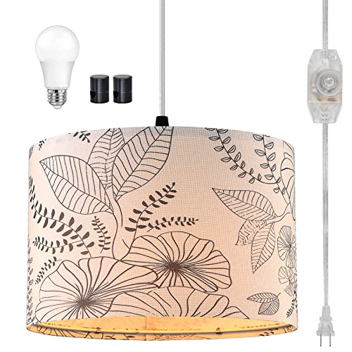 CINSARY Plug in Pendant Light, Hanging Light with Plug in Cord with Dimmable Switch, Hanging Lamp...