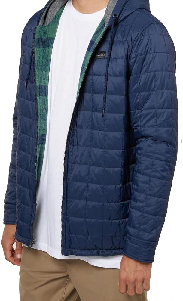 O'Neill Men's Hooded Nylon Quilted Insulated Jacket, Navy 2