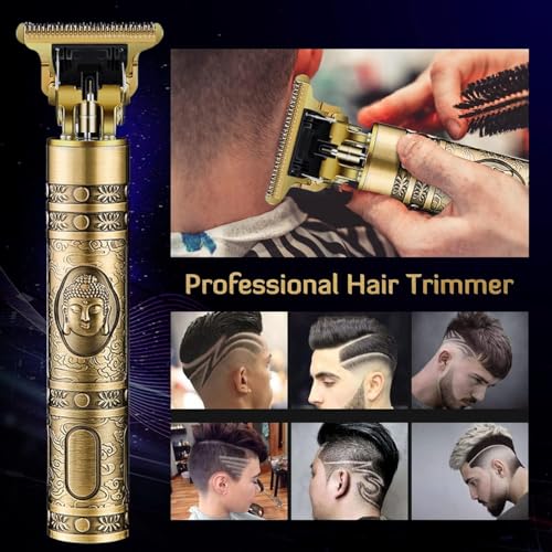Image of Cordless Hair Clipper & Beard Trimmer For Men, Zero Gapped T-Blade Electric Shaver With 4 Adjustable Combs - Perfect Grooming Kit For Mustache, Hair & Face, Golden