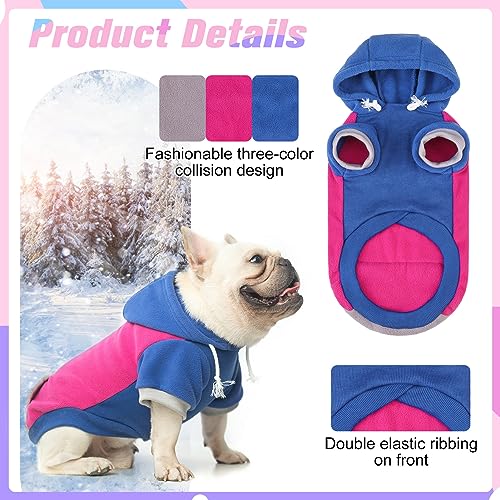 Image of BEAUTYZOO Fleece Dog Hoodie Sweatershirt with Pocket and Leash Hole, Stretchy Small Medium Large Sized Dogs Clothes for Fall Winter Cold Days, Color Designer Warm Dog Jackets,French Bulldog Coats