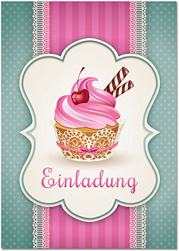 Einladungskarten mit Motiv Muffin / Cupcake ohne Einladungstext. Einladungen passen zum Geburtstag / Kindergeburtstag / Kochen / Backen Party (Ohne Umschläge)