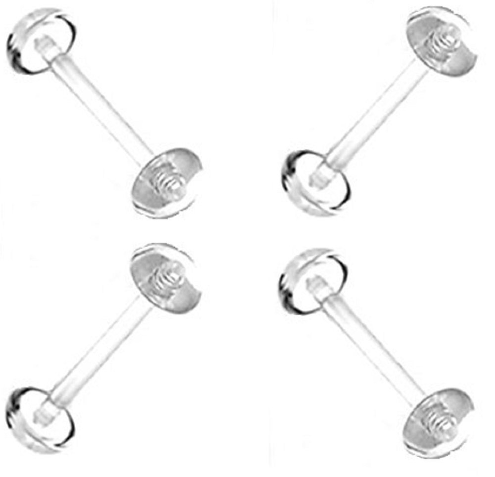 Tongue Ring Retainer Body Jewelry Piercing 4 Pack 14g Clear Bioflex Tongue Ring Retainer Body Jewelry Piercing with No-ceum Half Ball 14 Gauge 5/8" by 7z Acc