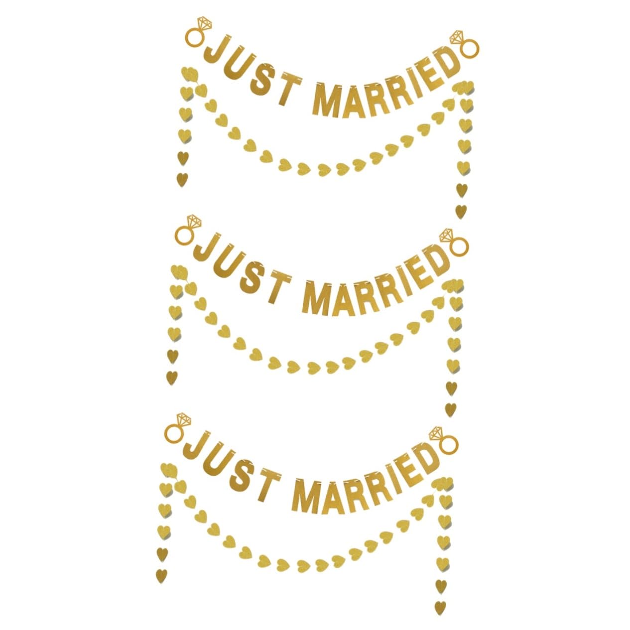 Abaodam 3stücke Goldene Sterne Married Buchstabenbanner Herzförmige Girlande Für Hochzeitsfeierdekorationen Teile Zubehör Für Romantische Anlässe Und Hochzeiten