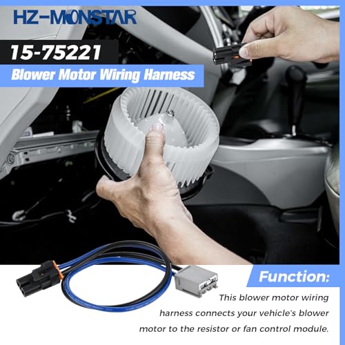 Image of 15-75221 Blower Motor Wiring Harness, 14 inch Blower Motor Resistor Connector Compatible with 2007-2014 Chevrolet GMC Cadillac and Hummer Replace 15-75221 22957044 15887352