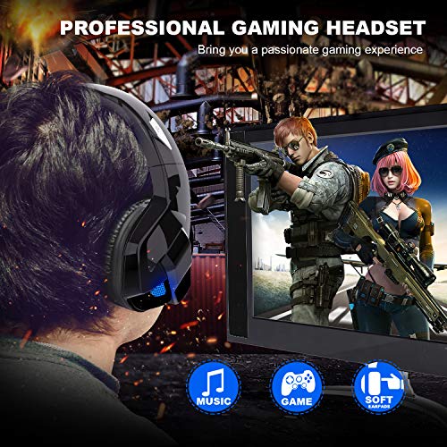 Cuffie, TedGem Headset, Headphones, Suono Surround Stereo Cuffie Gaming, 3.5mm Cuffie PS4, LED Cuffie Gaming PC, Wired Over Ear Headset USB Per PC, Mac, Laptop
