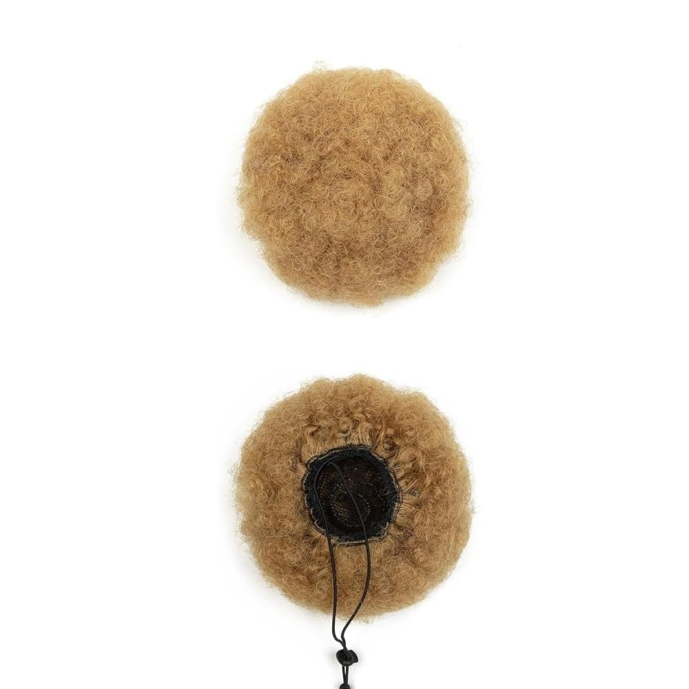 xiuling4568 Afro Puff Drawstring Ponytail for Black Women, Human Hair Durable Natural Soft Kinky Curly Short Wigs Hairs Extensions(Honey Blonde,4inch)