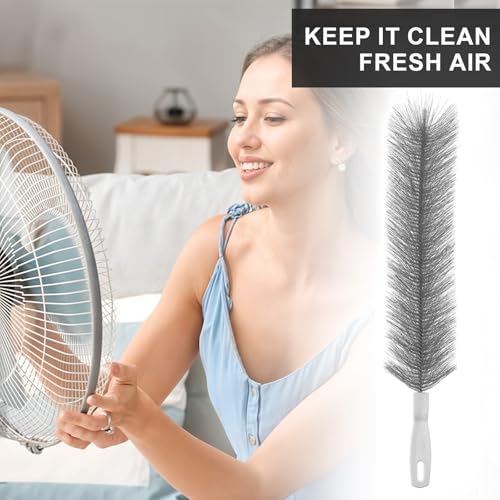 Image of Yuanchu 2 Pcs Fan Cleaner Brushes, Bendable Fan Cleaning Brush Cobweb Duster Set Microfiber Head Washable Brush for Ceiling Fan Air Vents Curtains Cars Box Fan(Grey)