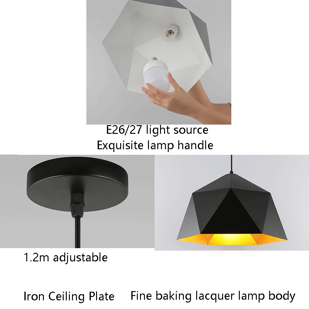 Lampa wisząca w kolorze makaroniku 1 lampa sufitowa metalowy wiszący klosz geometryczny do wyspy kuchennej, jadalni, przedpokoju, przedpokoju i sypialni (1 opakowanie)