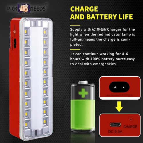 Image of Pick Ur Needs Rechargeable Home Emergency Tube +10 SMD LED Floor Lantern Lamp Light (Dark Red)