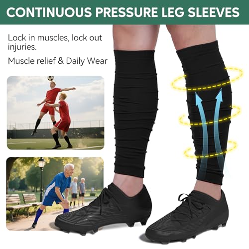 Zando Leg Compression Sleeves for Men – Football Shin Guard Grip Pre Cut Soccer Socks For Calf Support Muscle Recovery3