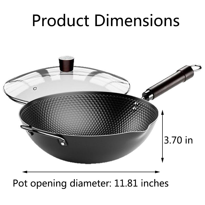 Wok de acero carbono con sartén antiadherente y tapa 30 cm miniatura 2