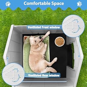 Outdoor Large Dog House with Roof Durable Waterproof Plastic Dog House for Medium Large Sized Dogs Puppy Kennel Plastic Outside Pet Crate with Gate for All Weather45 H  Cucciolini Doodles Outdoor large dog house with roof durable waterproof plastic dog house for medium large sized dogs puppy kennel plastic outside pet crate with gate for all weather45 h   cucciolini doodles